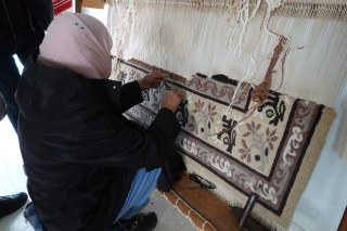 Musee Okba, government rug shop featuring Berber natural colour rugs.Kairouan TN