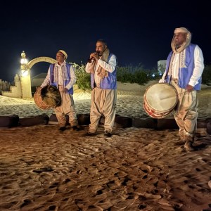 Music and dancing at the desert camp at Dunes Insolita, Douz TN
