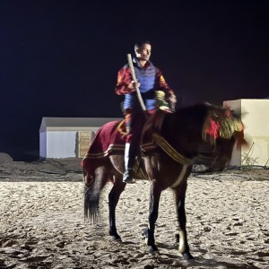 Horse display at the desert camp at Dunes Insolita, Douz TN