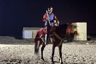 Horse display at the desert camp at Dunes Insolita, Douz TN
