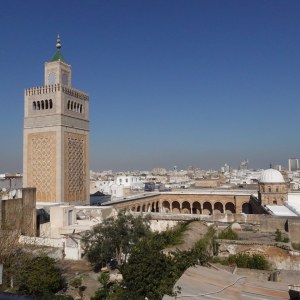The Panorama Cafe, with a view over the Zitouna (Olivia) mosque. Tunis TN