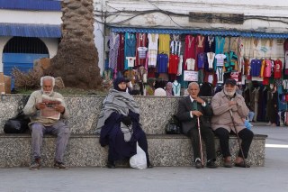 People watching in Beb Bhar Square, Tunis TN